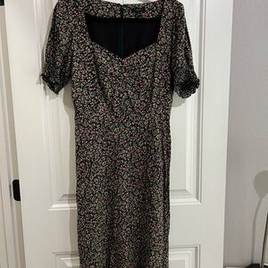 J. Crew Black and White Puff Sleeve Sheath Dress